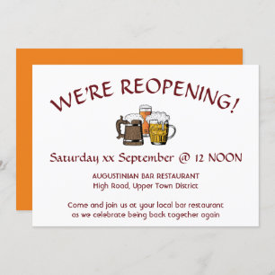Invitation NOUS RÉOUVRONS Bar Reunion Personnalisable ORANGE