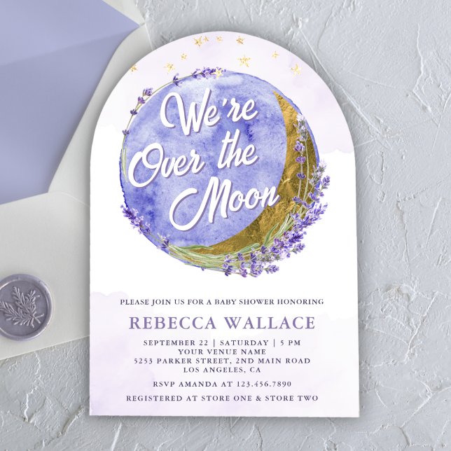 Invitation Nous sommes au-dessus de la lune Arche de lavande  (Créateur téléchargé)