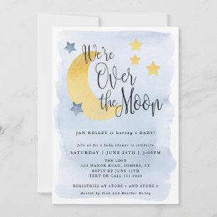 Invitation Nous sommes au-dessus de la lune, Baby shower d'aq