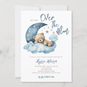 Invitation Nous sommes au-dessus de la lune Teddy Bear Baby s