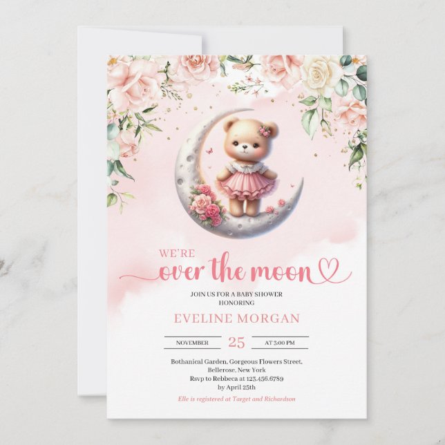 Invitation Nous sommes au-dessus du baby shower de la fille a (Devant)