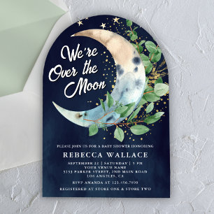 Invitation Nous sommes au-dessus du Baby shower de la Lune Eu