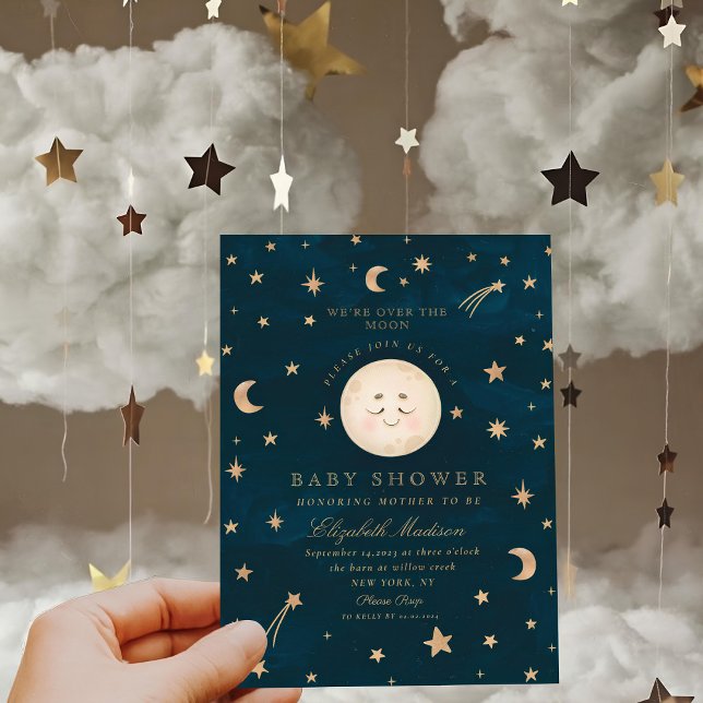 Invitation Nous sommes au-dessus du Baby shower lune mignon é (Créateur téléchargé)