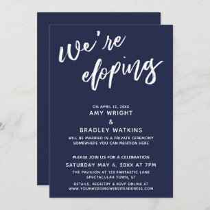 Invitation Nous sommes en train d'Eloping Simple Navy Blue Ha