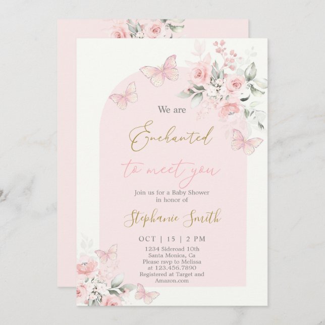 Invitation Nous sommes enchantés de vous rencontrer fille Bab (Devant / Derrière)