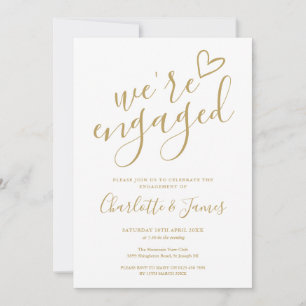 Invitation Nous sommes Engaged Engagement Party Chic Gold
