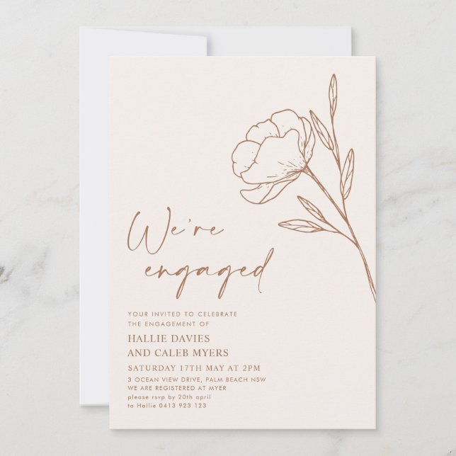 Invitation Nous sommes engagés Boho Botanical Engagement Part (Devant)