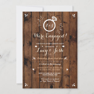 Invitation Nous sommes engagés Bois Rustic Ring Sketch Invita