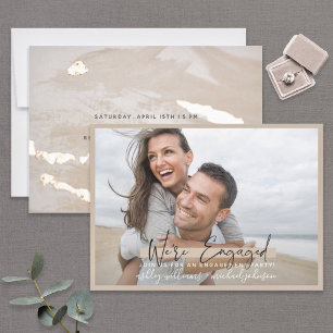 Invitation Nous sommes engagés Calligraphy Blush Gold Fiançai