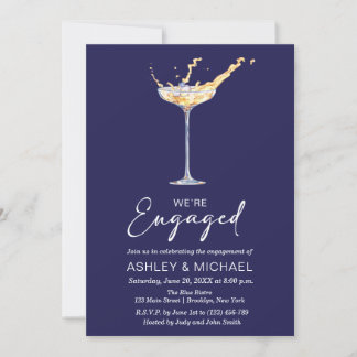 Invitation Nous sommes engagés Elegant Champagne Engagement P