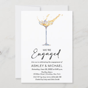Invitation Nous sommes engagés Elegant Champagne Engagement P