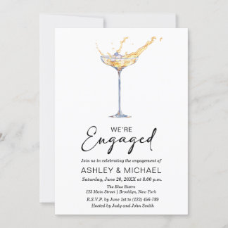 Invitation Nous sommes engagés Elegant Champagne Engagement P