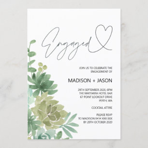 Invitation Nous sommes engagés Engagement Party Modern Succul