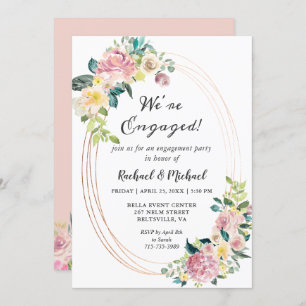 Invitation Nous sommes engagés Pastel Floral Frame Engagement