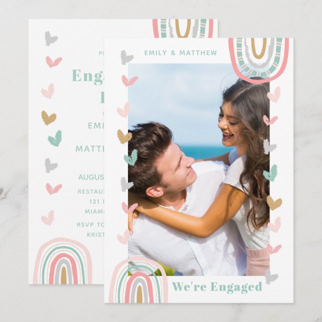 Invitation Nous sommes engagés Photo Modern Engagement Party (Devant / Derrière)