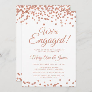 Invitation Nous sommes engagés ! Rose Gold Parties scintillan