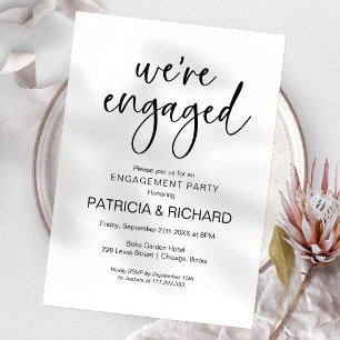 Invitation Nous sommes fiancés Chic Calligraphie Fête de fian