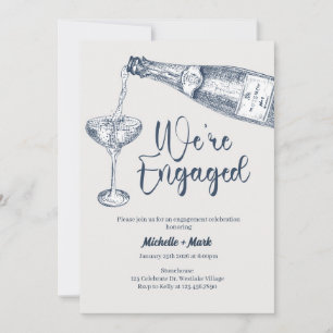 Invitation Nous sommes fiancés, Fiançailles au champagne, min