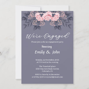 Invitation nous sommes fiancés floral rose avec photo