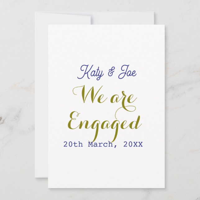 Invitation Nous sommes fiancés violet or nom date élégant sim (Devant)