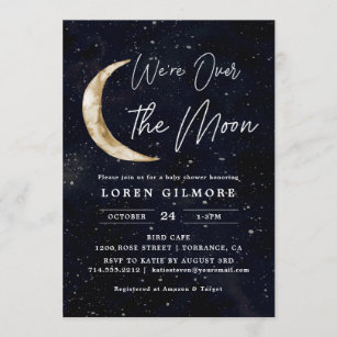 Invitation Nous Sommes Finis Le Baby shower De La Lune  Galax