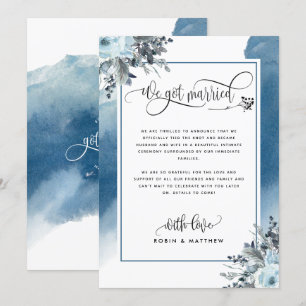 Invitation Nous sommes mariés Annonce de mariage en bleu