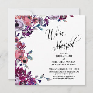 Invitation Nous sommes mariés Flourishing Script Gras Fleurs
