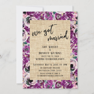 Invitation Nous sommes mariés Peinture rose Fleurs Toile de j