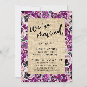 Invitation Nous sommes mariés Peinture rose florale toile de