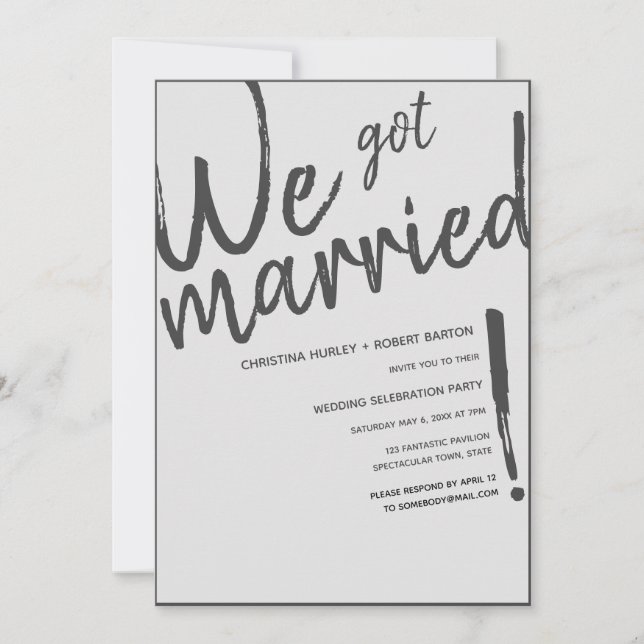 Invitation "Nous sommes mariés!" Réception de mariage avec sc (Devant)