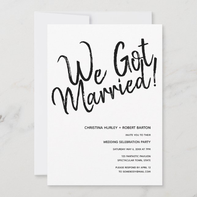 Invitation "Nous sommes mariés!" Réception de mariage avec sc (Devant)
