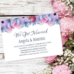 Invitation Nous sommes mariés Réception de mariage floral ble
