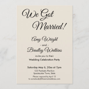 Invitation "Nous sommes mariés !" Réception de mariage simple