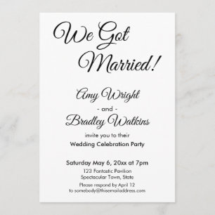 Invitation "Nous sommes mariés !" Réception de mariage simple