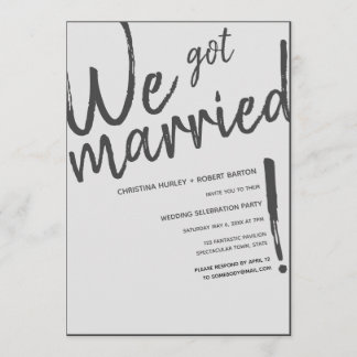 Invitation "Nous sommes mariés!" Réception de mariage sur un 