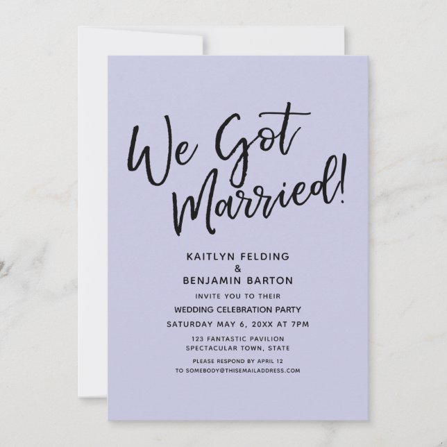 Invitation Nous sommes mariés ! Réception simple et décontrac (Devant)