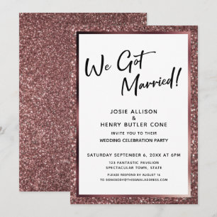 Invitation Nous sommes mariés ! Rose Gold Paillettes Réceptio