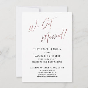 Invitation Nous sommes mariés ! Rose Simple Or Élégant Simple