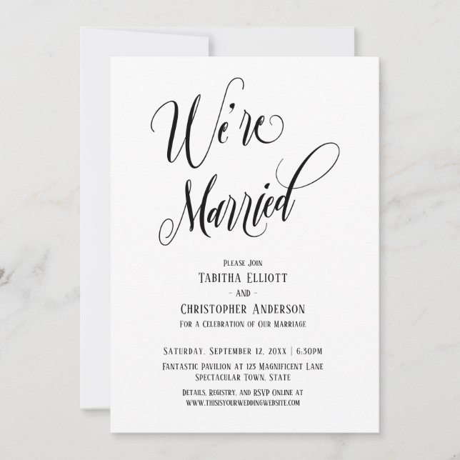 Invitation Nous sommes mariés Scénario élaboré, Noir et Blanc (Devant)