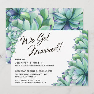 Invitation Nous sommes mariés Script avec Succulentes Aquarel