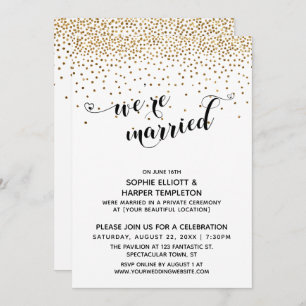 Invitation Nous sommes mariés Script, Gold Confetti, Réceptio