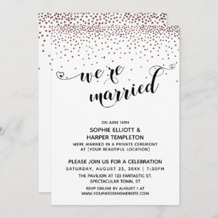 Invitation Nous sommes mariés Script Rose Gold Confetti Récep