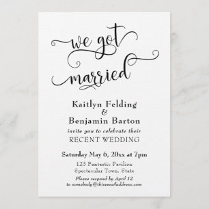 Invitation Nous sommes mariés Typographie Réception de mariag