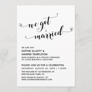 Invitation Nous sommes mariés Typography Réception seulement