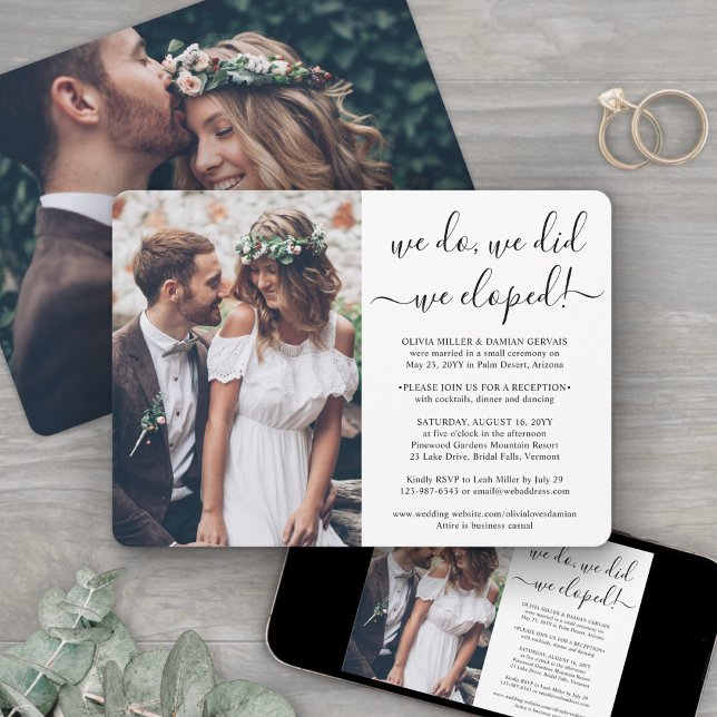 Invitation Nous sommes partis en cachette pour un mariage ave (Créateur téléchargé)