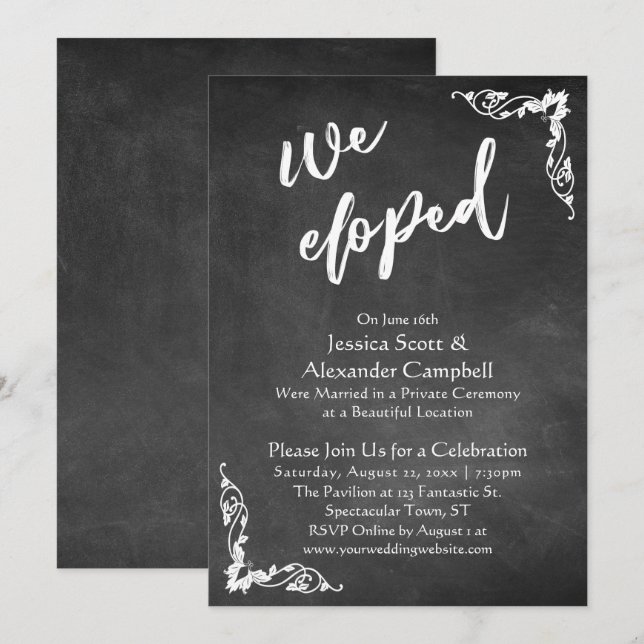 Invitation Nous sommes partis en cachette Typographie sur tab (Devant / Derrière)