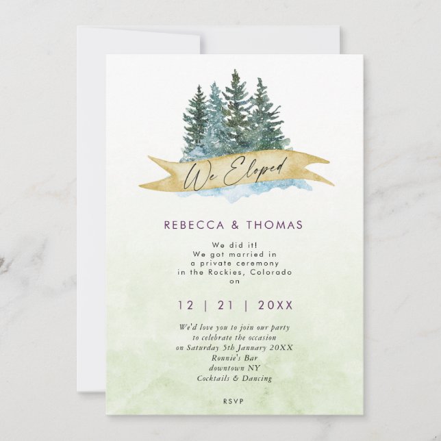 Invitation nous sommes partis en elopement mariage montagnes  (Devant)
