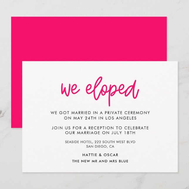 Invitation Nous sommes partis en voyage de noces Calligraphie (Devant / Derrière)