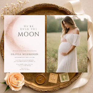 Invitation Nous sommes ravis pour la baby shower rose photo l