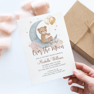 Invitation Nous sommes ravis Teddy Bear Baby Shower